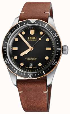 ORIS 潜水员 65 自动上链腕表（40 毫米）黑色表盘/棕色皮表带 01 733 7707 4354-07 5 20 45