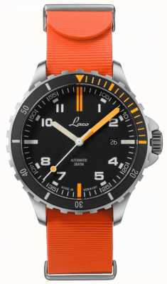 Laco Mojave 自动上链腕表（42 毫米）黑色和橙色表盘/橙色橡胶表带 862109.RB