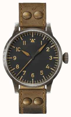 Laco 海德堡erbstück自动腕表（39毫米）古董黑色表盘/复古棕色小牛皮表带 862098