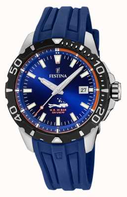 Festina |男子潜水员| 高分辨率照片| CLIPARTO蓝色橡胶表带|蓝色表盘| F20462/1