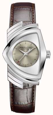 Hamilton Ventura 自动上链腕表（34.7 毫米）银色表盘/棕色皮表带 H24515581