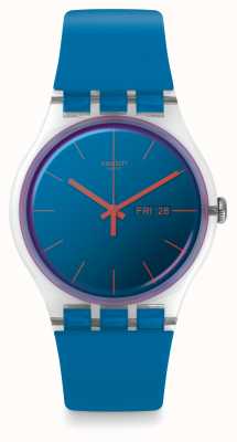 Swatch |新绅士polablue手表|蓝色硅胶表带| SO29K702-S14
