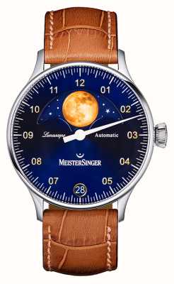 MeisterSinger Lunascope |蓝色表盘|棕色皮革表带 LS908G