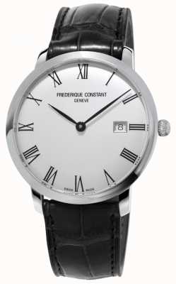 Frederique Constant 男士 |超薄|自动 |黑色皮革|银色表盘 FC-306MR4S6