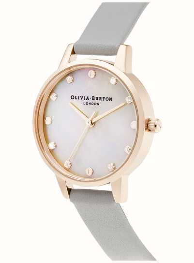 Olivia Burton |带螺丝细节的中号拖把表盘|灰色和玫瑰金| OB16SE12