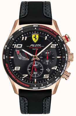 Scuderia Ferrari |男士领航员| 高分辨率照片| CLIPARTO黑色皮革/硅胶表带|黑色表盘 0830719