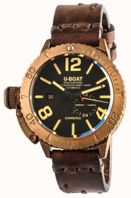U-Boat Sommerso 46古铜色自动棕色皮革表带 8486