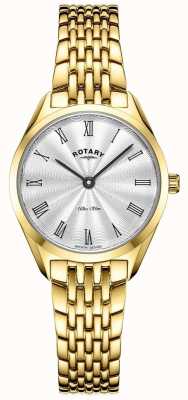 Rotary 女士超薄|镀金钢质手表|银色表盘 LB08013/01