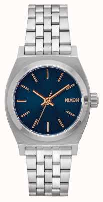 Nixon 中等时间出纳员 |海军蓝/玫瑰金|不锈钢手链|海军表盘 A1130-2195-00