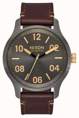 Nixon 巡逻皮革|炮铜色/黄金|棕色皮革表带|炮铜表盘 A1243-595-00