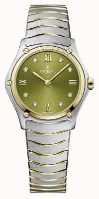 EBEL 运动经典 - 8 颗钻石（29 毫米）绿色表盘/18k 金和不锈钢 1216473A