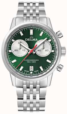 Delma 大陆计时码表|不锈钢手链|绿色表盘 41701.704.6.141