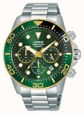 Lorus 计时码表 100m（43mm）深绿色太阳纹表盘 / 精钢 RT340JX9