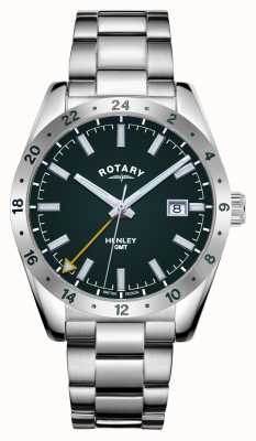 Rotary 男士 |亨利|格林威治标准时间绿色表盘|不锈钢手链 GB05176/24