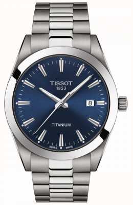 Tissot 钛先生们|灰色/银色钛金属手链|蓝色表盘 T1274104404100