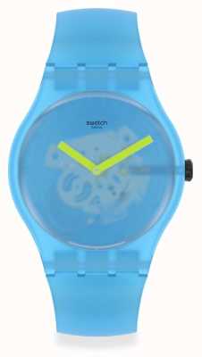 Swatch 海洋模糊|蓝色硅胶表带|蓝色透明表盘 SUOS112