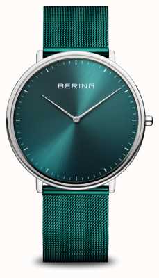 Bering 经典的绿色米兰网眼手链表 15739-808