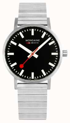Mondaine 经典金属 40 毫米 | 不锈钢表链 | 黑色表盘 A660.30360.16SBW