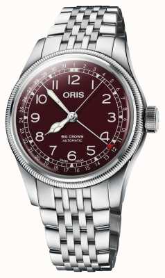 ORIS 大表冠指针式日期自动上链（40毫米）红色表盘/不锈钢表链 01 754 7741 4068-07 8 20 22