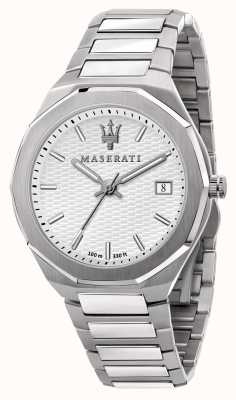 Maserati 男士 stile 3h 数据白色表盘手表 R8853142005