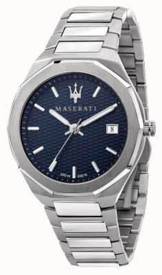 Maserati 男士 stile 3h 数据蓝色表盘手表 R8853142006