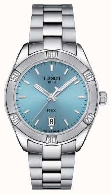 Tissot Pr100 女士运动时尚 |蓝色表盘 |不锈钢手链 T1019101135100