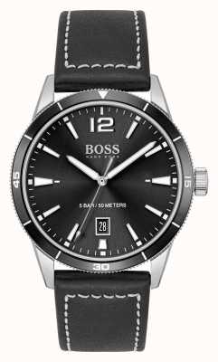 BOSS 黑色皮革手表和手链套装 1570124
