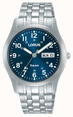 Lorus 经典星期/日期（38毫米）蓝色太阳纹表盘/不锈钢 RXN77DX9