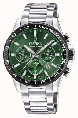 Festina 男士计时码表|绿色表盘 |不锈钢手链 F20560/4