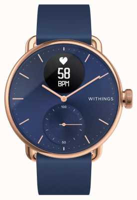 Withings Scanwatch 38 毫米玫瑰金蓝色表盘混合智能手表，带心电图 HWA09-MODEL 6-ALL-INT