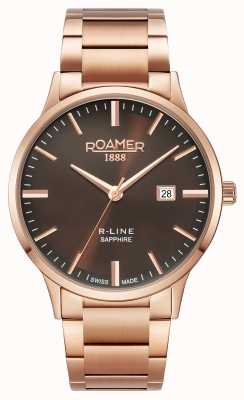 Roamer R-line 经典棕色表盘玫瑰金手链 718833 49 65 70