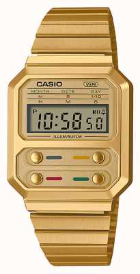 Casio 复古金不锈钢数字手表 A100WEG-9AEF