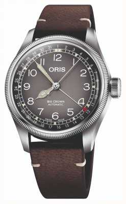 ORIS X cervo volante 大表冠指针日期自动腕表（38 毫米）灰色表盘/深棕色皮表带 01 754 7779 4063-SET