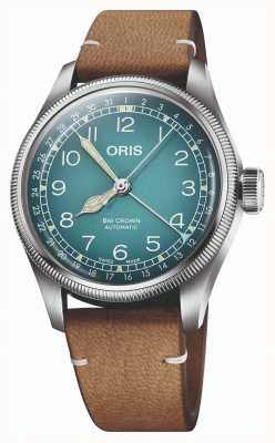 ORIS X cervo volante 大表冠指针日期自动腕表（38 毫米）蓝色表盘/棕色皮表带 01 754 7779 4065-SET