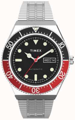 Timex M79自动40mm黑色表盘黑红顶圈 TW2U83400