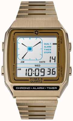 Timex Q lca reissue 淡金色不锈钢手链腕表 TW2U72500