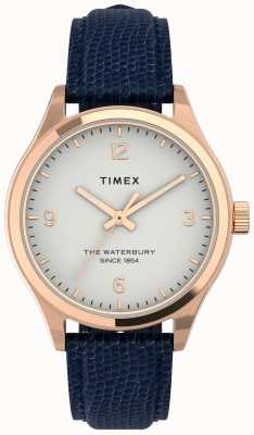 Timex 女士 waterbury 玫瑰金色调表壳和海军蓝表带 TW2U97600