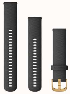 Garmin 快速释放表带（20 毫米）黑色硅胶/金色硬件 - 仅表带 010-12932-13