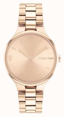 Calvin Klein 玫瑰金太阳纹表盘不锈钢手链腕表 25200131