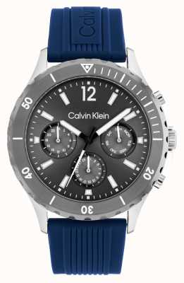 Calvin Klein 男士计时手表蓝色硅胶表带 25200120