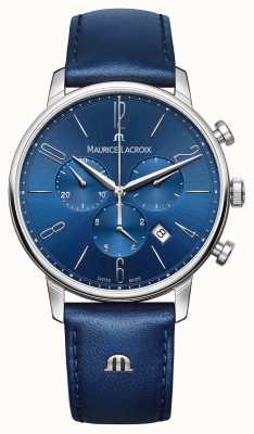 Maurice Lacroix Eliros 计时码表蓝色皮革手表 EL1098-SS001-420-4