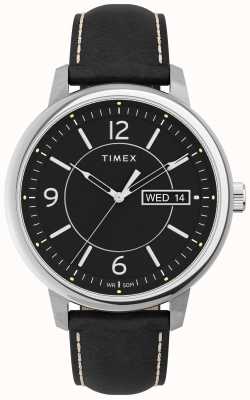 Timex 芝加哥黑色表盘黑色皮革表带 TW2V29200