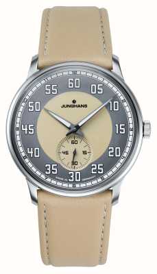 Junghans Meister 司机手上链米色皮革表带蓝宝石 27/3608.02