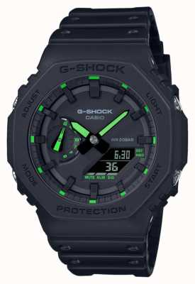 Casio G-shock 2100 实用黑系列霓虹绿细节 GA-2100-1A3ER
