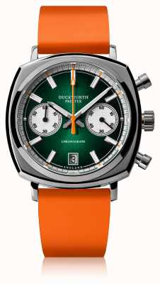 Duckworth Prestex 计时码表 42 |绿色表盘 |橙色橡胶表带 D550-04-OR