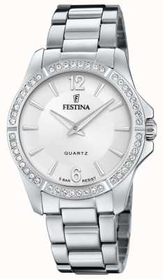 Festina 女士精钢腕表，搭配 cz 套装和精钢表链 F20593/1