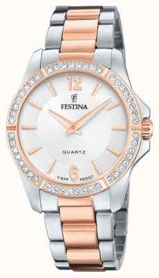 Festina 女士玫瑰-pltd。手表 w/cz 套装和钢表链 F20595/1