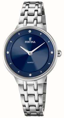Festina 女士精钢手表，配 cz 套装和精钢表链 F20600/3