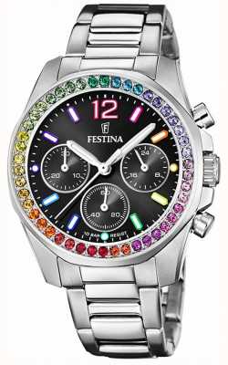 Festina 女士彩虹计时手表带 cz 套装和钢表链 F20606/3