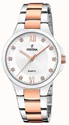 estina 女士玫瑰有限公司手表 w/cz 套装和钢手链 F20612/1